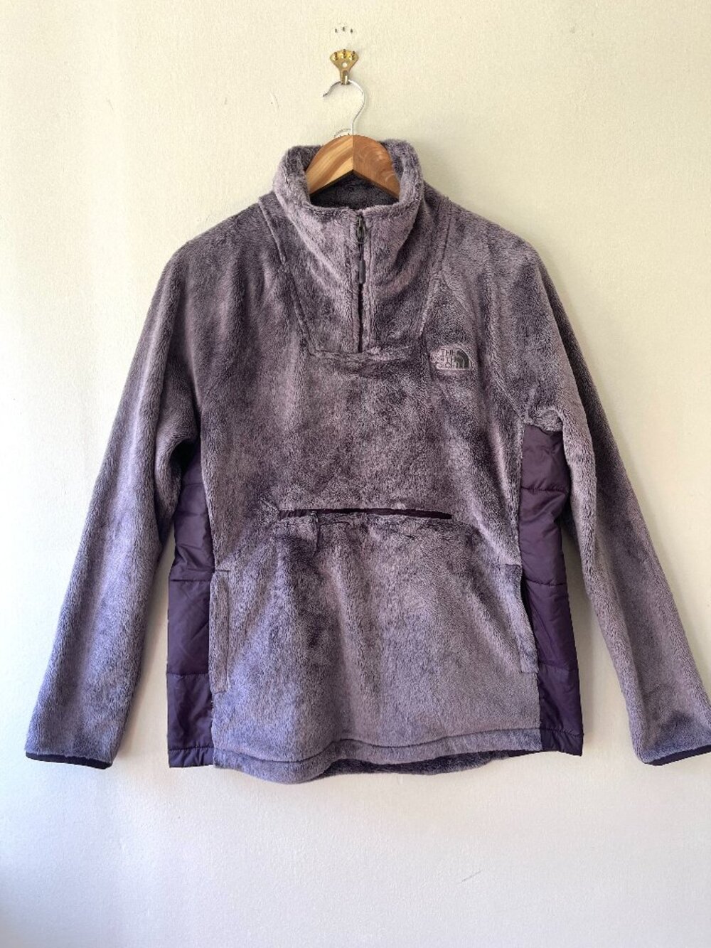 The North Face Sz L Purple Osito Hybrid Fleece Jacket Zip Pullover Pockets